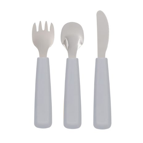 Toddler feedie cutlery set, 3 pieces - warm grey - 1