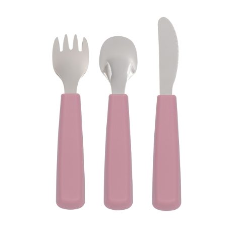 Toddler feedie cutlery set, 3 pieces - dusty rose  - 1