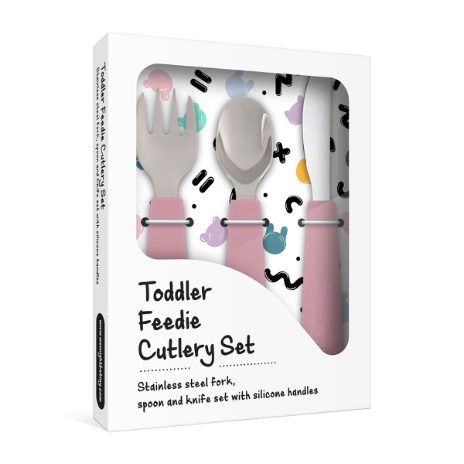 Toddler feedie cutlery set, 3 pieces - dusty rose  - 3