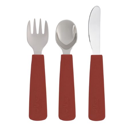 Toddler feedie cutlery set, 3 pieces - rust