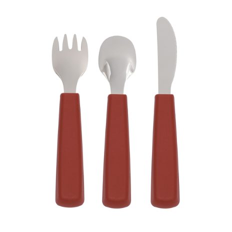Toddler feedie cutlery set, 3 pieces - rust - 1
