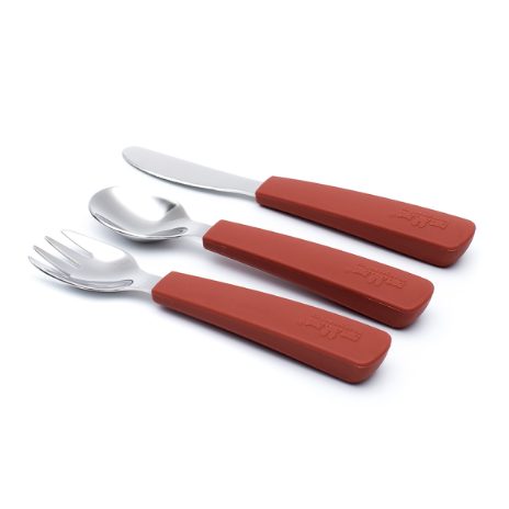 Toddler feedie cutlery set, 3 pieces - rust - 2