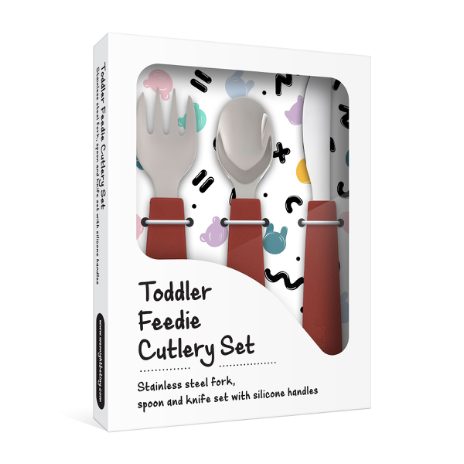 Toddler feedie cutlery set, 3 pieces - rust - 3