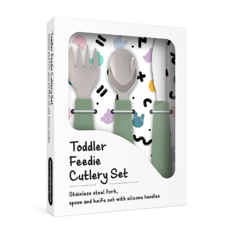 Toddler feedie cutlery set, 3 pieces - sage - 3
