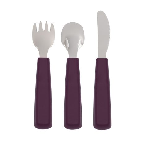Toddler feedie cutlery set, 3 pieces - plum  - 1