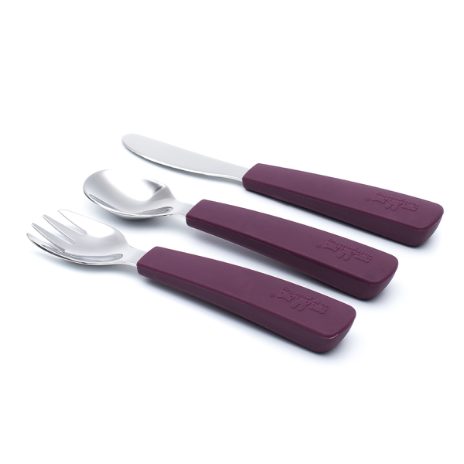 Toddler feedie cutlery set, 3 pieces - plum  - 2