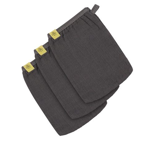 Muslin vaskehandske 3-pak - antracitgrå - 1