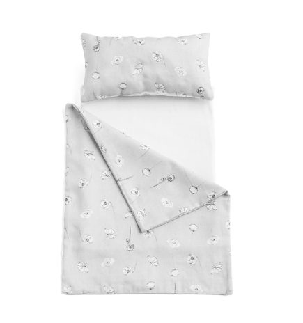 Toy pram bedding - poppy field grey