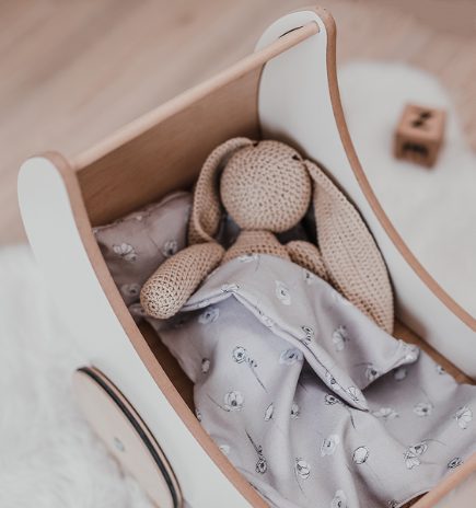 Toy pram bedding - poppy field grey  - 2