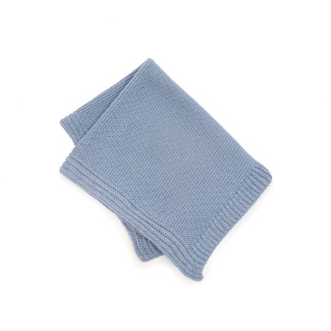Knitted doll's blanket - soft blue