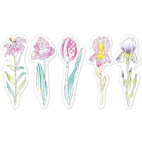 Paint bookmarks with water - flowers - 9